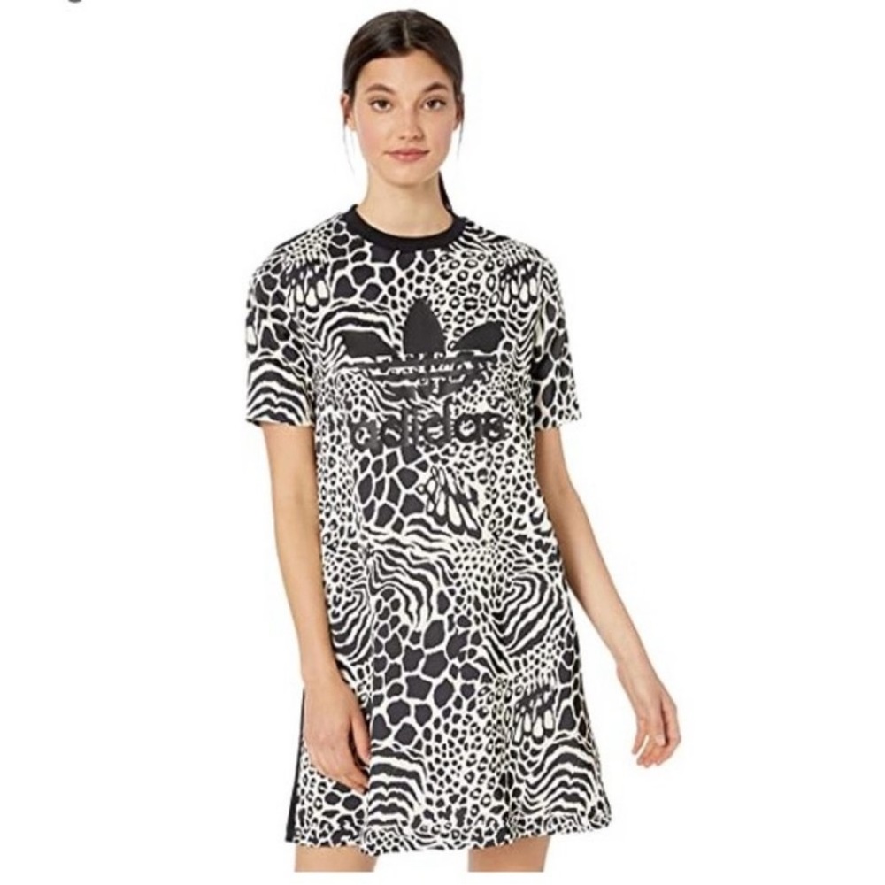Adidas Tee Animal Print Short Sleeve Dress XS